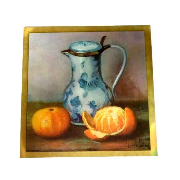 Fruit Art Trivets Wall Decor Henk Bos 1959 Orange Apple VTG 🍊🍒 - Picture 2 of 12